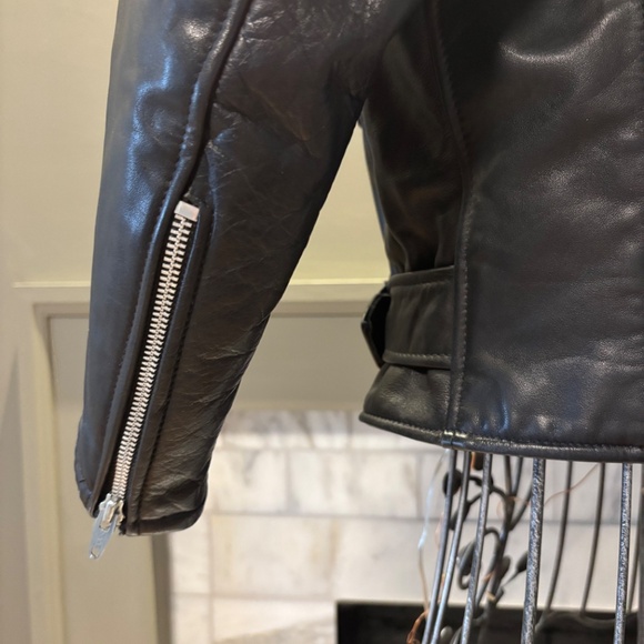 Sieve’s Leather Fashions Black Leather Moto Jacket Belted Biker Style - Picture 4 of 9
